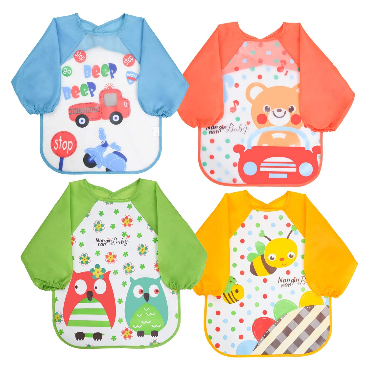4 PCS Bibs with Sleeves