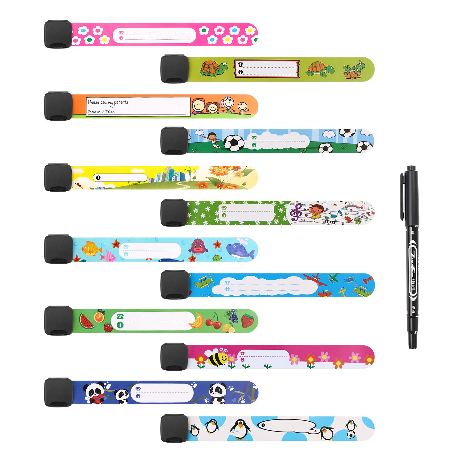  12 PCS Child Safety ID Wristband