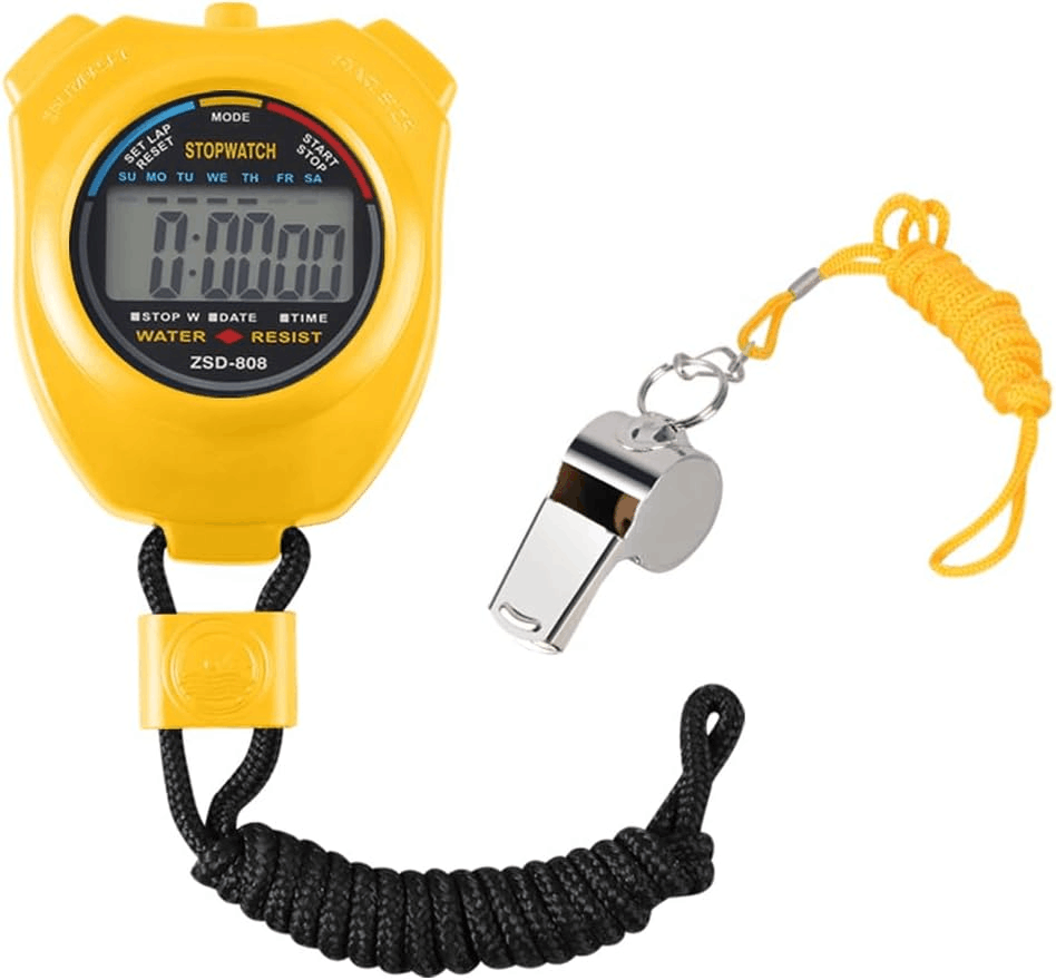 Vicloon LCD Digital Timeke,Sports Counter/Stopwatch Timer Portable with Stainless Steel Whistle,Applied to Running Football Basketball Swimming and Other Sports